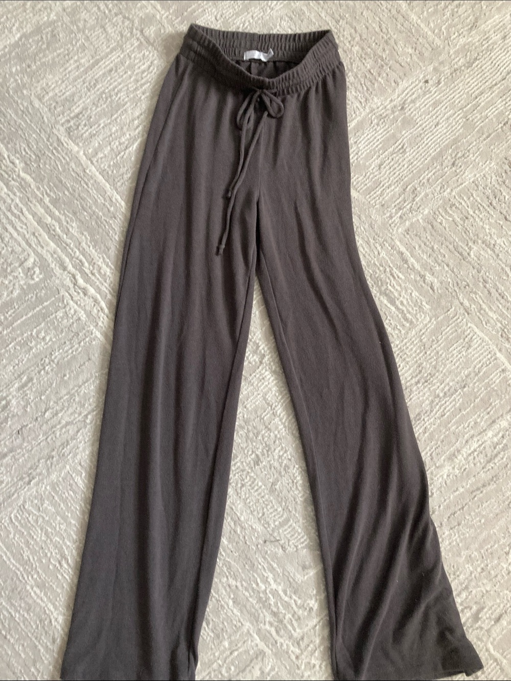 Harlow Charcoal Gray Wide-Leg Knit Drawstring Pants